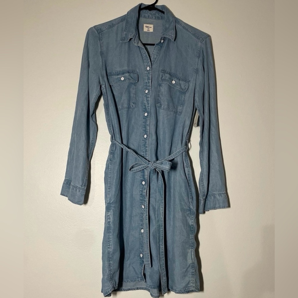 NEW GAP Long Sleeve Shirt Dress Chambray
